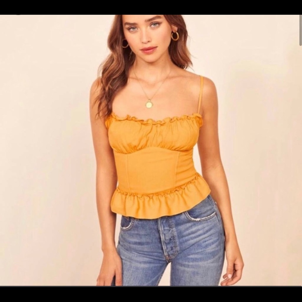 Reformation Clarice Top in Marigold Yellow 4